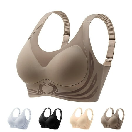 PRORMOOW Workout Bras for Women  Wireless Bras  Full Coverage Bras for Women  Bras for Women Everyday Bras Novelty Plus Size Push Up Full Coverage Seamless Steel Ring Sports Gathering Fixing Cup Bra