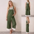 thumbnail image 2 of Womens Boho Lace Patchwork Bib Overalls Casual Adjustable Straps Wide Leg Jumpsuits with Pockets, 2 of 7