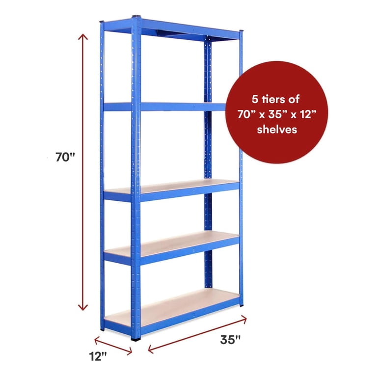 G-Rack 5-Tier Heavy Duty Garage Shelving Unit - 71"H X 35"L X 24"W, 3000lb Capacity, Boltless Assembly