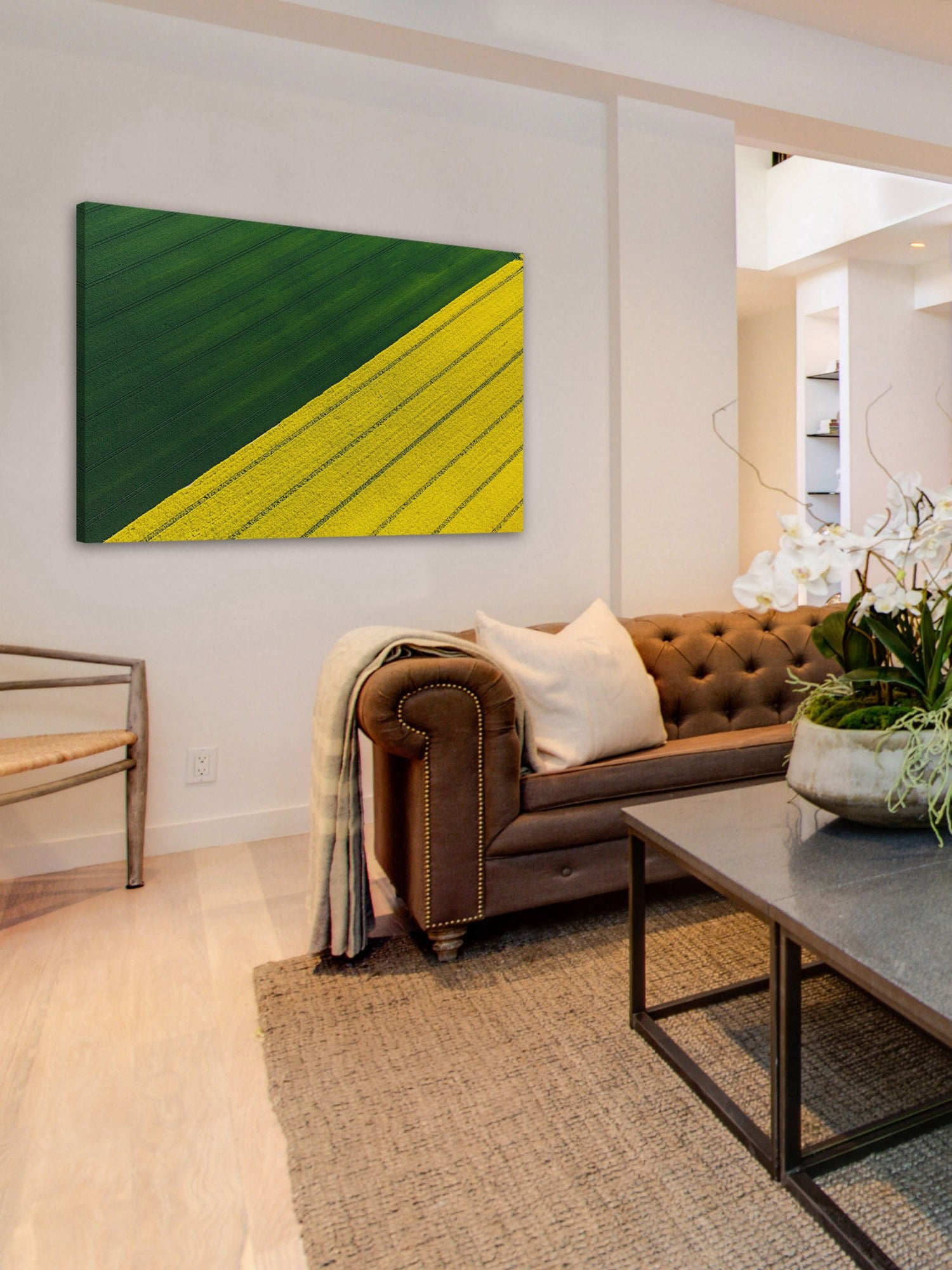 Marmont Hill "Green and Yellow Crops" Painting Print on Wrapped Canvas