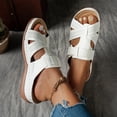 thumbnail image 5 of BADHUB Women's Low Wedge Heels Summer Comfortable Dressy Sandals Buckle Ankle Strap Open Toe Wedge Slides White 38, 5 of 6
