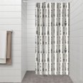 thumbnail image 3 of Small Stall Narrow Shower Curtain 36"W x 72"L – Tropical Bohemian Leaves, Mid-Century Abstract Boho Botanical Bathroom Decor, Vintage Floral Palm Leaf Pattern, Rustic Tribal Folk Style, 3 of 5
