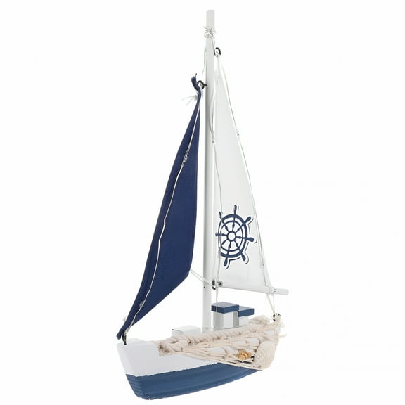 LAMIRO Mediterranean Style Led Sailboat Model Decor Wooden Sailing Ship for Home Decor Multi 5 Inches