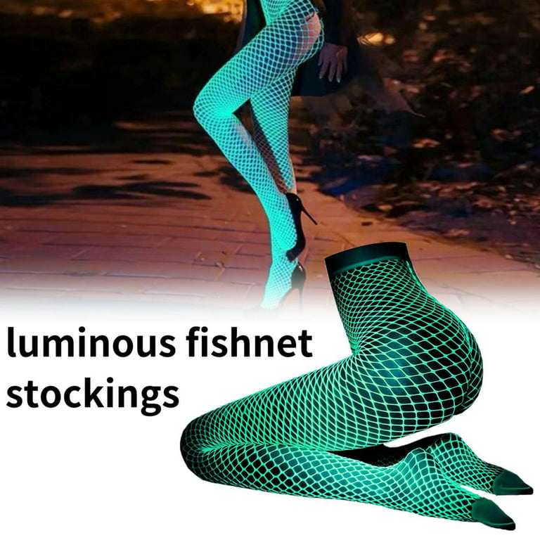 Ploknplq Compression Socks for Women Luminous Fishnet Stockings Luminous  Glowing Fishnet Socks Glow Tights White Fishnet Tights for Women Thigh High