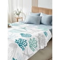 thumbnail image 5 of Turquoise Coastal Flat Sheets Only Full Size, Soft Breathable Bed Top Sheets for Mattress, Nautical Summer Beach Coral Sea Turtle Luxury Bedding Flat Sheets for Home Hotel Bedroom Bed Protection, 5 of 9