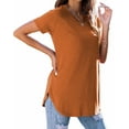 thumbnail image 2 of Fantaslook Short Sleeve T Shirts for Women Crew Neck Side Split Tunic Tops Casual Summer Shirts, 2 of 7