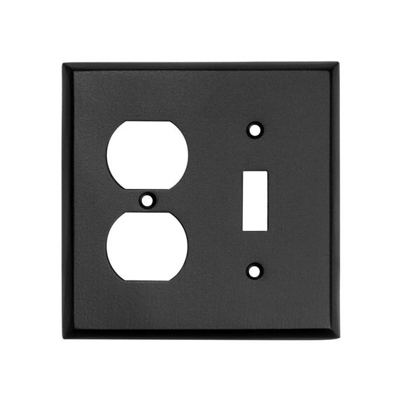 Ageless Iron 600954-Switch-Outlet-Plate Rustic Black 4.875" X 4.875" 2-Gang Combo Single