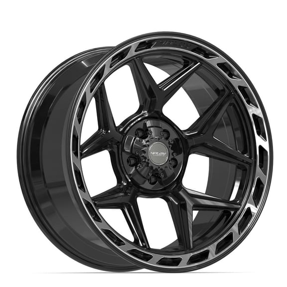 4PLAY Wheels 4P55 22 Inch Rim Fits 5x127 & 5x139.7 22x10 Gloss Black Brushed with Tinted Clear (1)