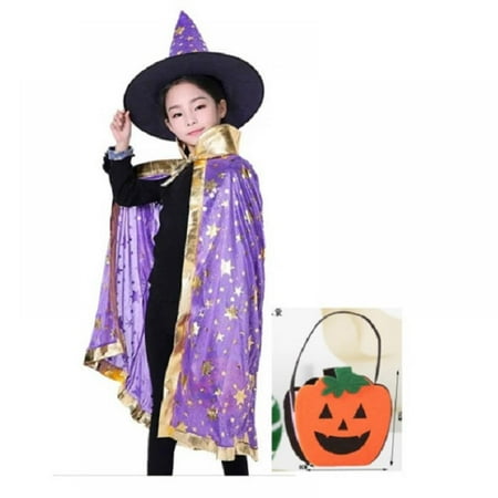 

SYNPOS Witch Costume Set Halloween Witch Accessories with Hat and Bag Cloak for Halloween Witch Cosplay Favors Costume Party Supplies