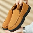 thumbnail image 4 of Men's Slip On Suede Flat Casual Shoes Winter Warm Fleece Lined Loafers Round Toe Platform Non Slip Walking Shoes Black Size 10-10.5, 4 of 6