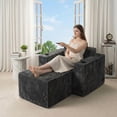 thumbnail image 3 of 41.5" Boneless Chair, Cloud Lounge Chair with Foldable Ottoman, Cup Holders and Storage Pockets, No Assembly Required, Gray, 3 of 8