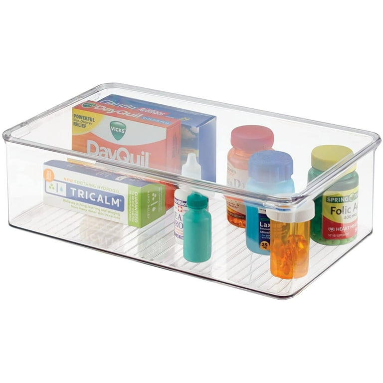 mDesign Stackable Plastic Storage Bin Box with Hinged Lid