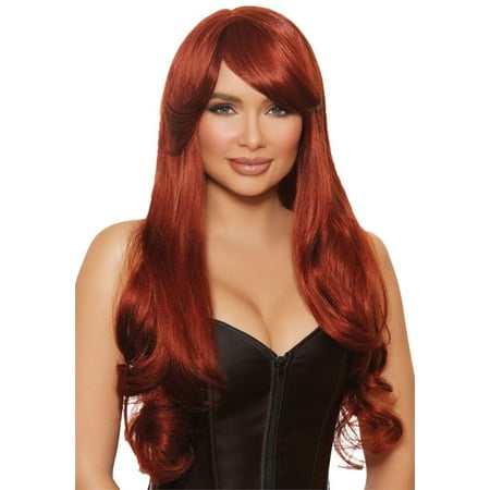 Red Women Adult Long Wavy Auburn Wig Halloween Costume Accessory - One Size