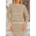 thumbnail image 4 of PRETTYGARDEN Women's 2 Piece Sets Lounge Striped Sweater Fall Casual Long Sleeve Knit Midi Skirts Matching Travel Outfits, 4 of 6