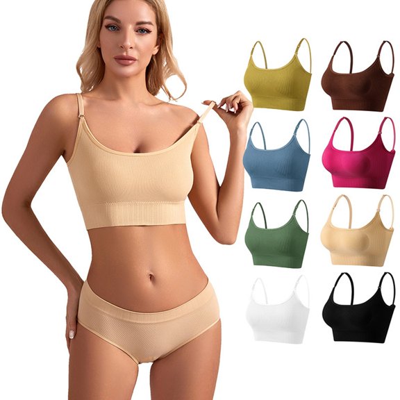 Women's Y Back Sports Bra Padded Spaghetti Thin Strap Workout Yoga Top, Seamless Gathering Wireless Fitness Bralette, Low Impact Supportive Gym Underwear, Breathable Beautiful Back Cami Bra