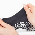 thumbnail image 4 of Women's Open-Toe Grip Socks for Yoga and Pilates with Non-Slip Soles and Arch Support - Gray, 4 of 7