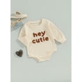 thumbnail image 3 of xiaxaixu Toddler Baby Waffle Rompers Letter Pattern Patchwork Long Sleeve Jumpsuit for Newborn Infant Cute Clothes, 3 of 8