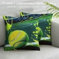 thumbnail image 3 of Chilfamy  Tennis Game Pillow Cover for Living Room Couch Decor Hand Drawn Yellow Ball Square Soft Throw Pillow Cover Green Graffiti Geometric Decorative Cushion Cover, 3 of 5