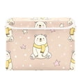 thumbnail image 2 of Foldable Fabric Storage Bin With Handle Collapsible Basket Box Storage With Lid Organizer White Bear, 2 of 7