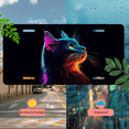 thumbnail image 5 of 1 Pcs License Plate Covers & Frames, Neon - colored Cat Profile against Dark Background For Decorative Front, Aluminum License Plate Covers & Frames Cover For Men Women, 12" X 6", 5 of 7