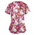 thumbnail image 5 of BDPORKAS Women Easter Scrubs Tops Short Sleeve V Neck Nurse Working Uniform Bunny Egg Hunt Print Holiday Medical Scrub Shirts Workwear with Pockets, 5 of 5