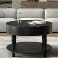 thumbnail image 3 of 31.5'' Round Coffee Table with Storage Flip Top, Modern 2-Tier Circle Center Tables with Adjustable Feet, Accent Side Coffee Table for Living Room, Black, 3 of 7