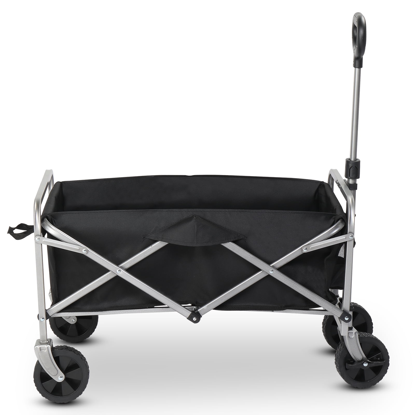 Garden Folding Cart, 600d Oxford Cloth Steel Frame Flat Folding Style Black Cloth Silver Frame, 74.5*45.5*84cm 100kg