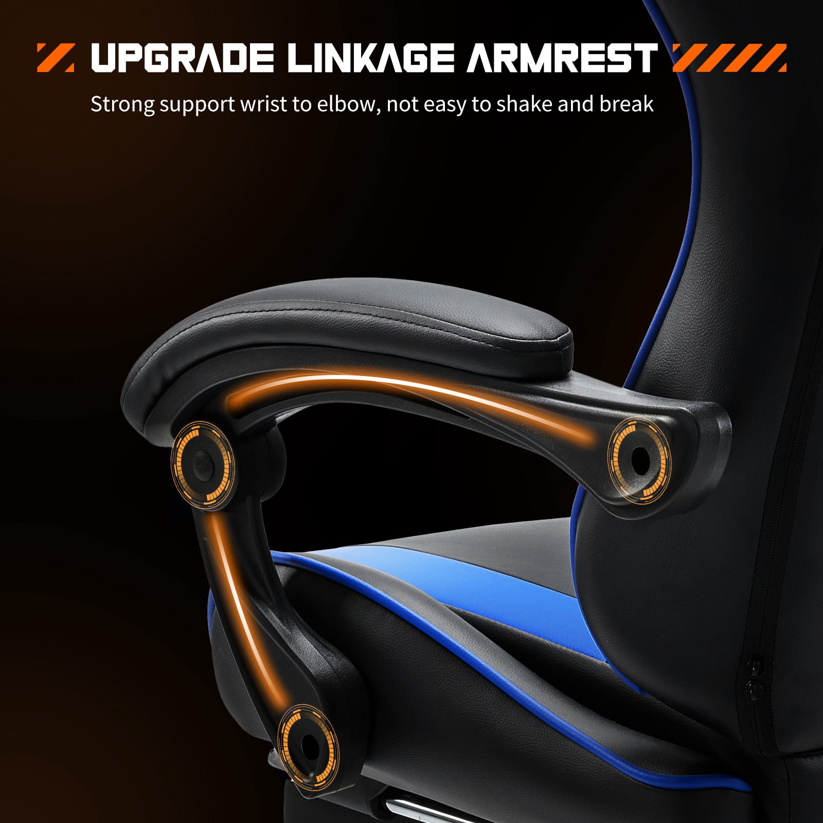 Easy4Home Gaming Chair with Sofa Spring Cushion, Ergonomic Office Chair with Lumbar Support and Footrest, High Back Computer Game Chair for Adults, Black&Blue