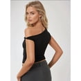 thumbnail image 5 of Asymmetrical Neck Off-Shoulder Slim Fit Top, 5 of 5