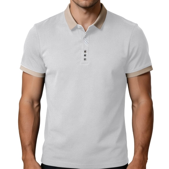 vdgthytj Short Sleeve Shirts for Men Summer Lapel Collared Button Pullover Tops Breathable Color Blocking Business Casual Shirts