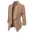 thumbnail image 3 of MixMatchy Women's Casual Work Solid Open Front 3/4 Sleeve Blazer Jacket with Plus Size, 3 of 4