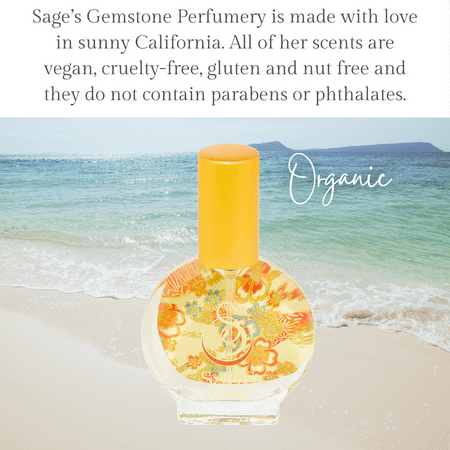 Amber Organic Mini Perfume Spray by Sage- 1/2 oz, Vegan & Cruelty-Free, Earthy Scent, Amber, Blood Orange, Musk