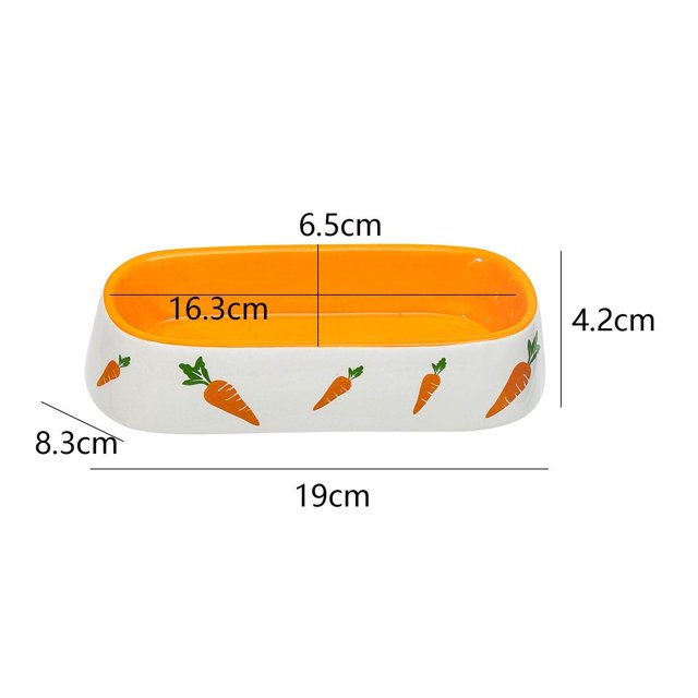 VONKY Non Slip Rabbit Feeder Bowl Feeding Basin for Hedgehog Gerbils Puppy Kitten 19cmx8.3cmx4.2cm