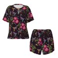 thumbnail image 4 of Picia Flowers And Humming Bird1 Pajamas Sets for Women Soft Short-Sleeved Pjs with Lounge Shorts Two Piece Sleepwear-Medium, 4 of 9