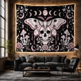thumbnail image 6 of Bohemian Moth Pale with Patterned Wings Human Skull, Spooky Gothic for Gothic Decor Fans, Dark Art Decor, Halloween Gift, Tapestry Wall Hanging for Bedroom and Dorm, 6 of 7