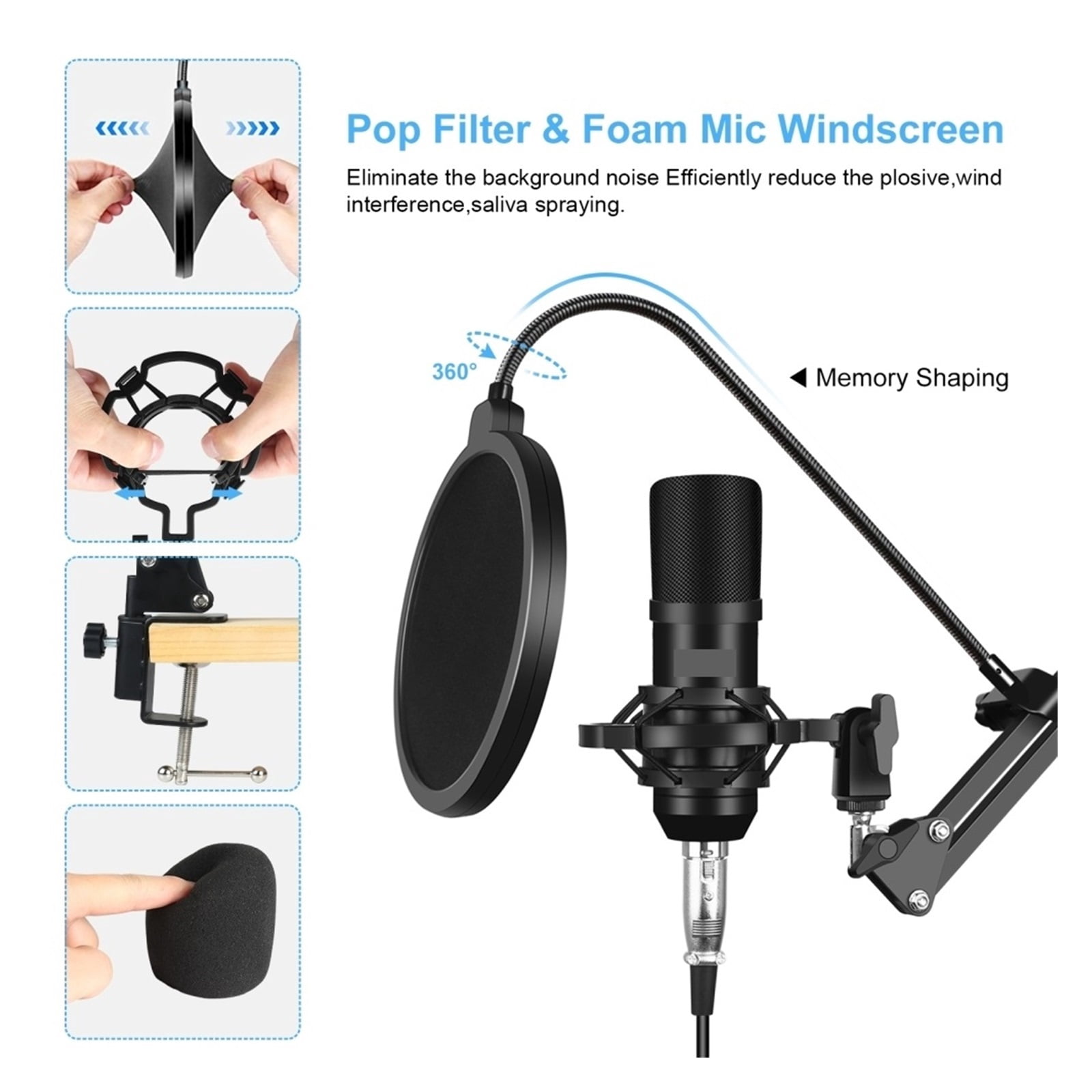 Sound Card Mixer Noise Reduction Microphone Voice Live Broadcast Kits For Phone Singing Gaming ,Professional Equipment