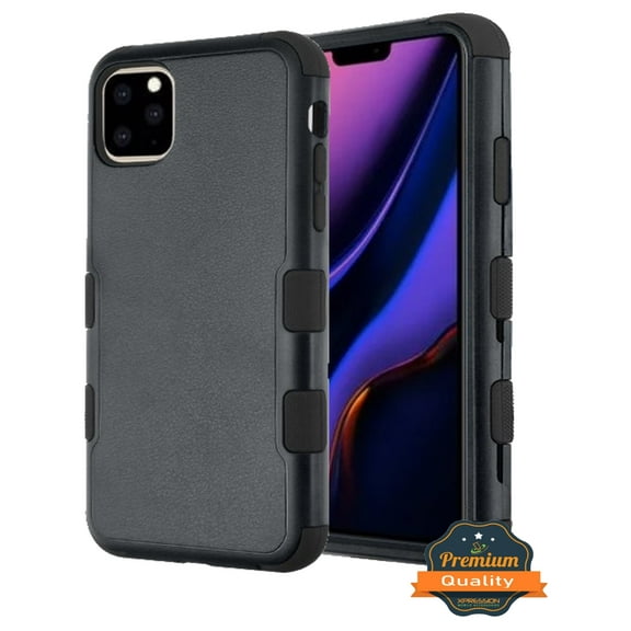Apple iPhone 11 PRO MAX Phone Case Tuff Hybrid Fusion Shockproof Impact Rubber Dual Layer Full Body Rugged Hard Soft Full Body Protective Shock Absorbent Bumper TPU Cover Black for iPhone 11 Pro Max
