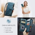 thumbnail image 3 of for iPhone 11 Case, Wallet Case with Card Holder Kickstand Magnetic Zipper Pocket Lanyard Strap Wristlet,Leather Flip Case Wallet for iPhone 11, Blue, 3 of 10
