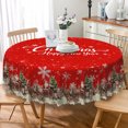 thumbnail image 5 of Nanqianyi 70" Round Red Christmas Tablecloth,Vintage Santa Reindeer Sleigh with Snowflake Print,Winter Holiday Waterproof Table Cover, 5 of 6