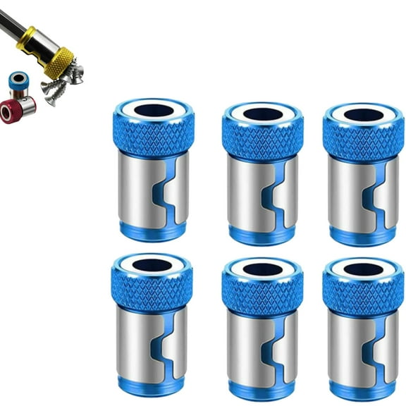 Screwdriver Head Magnetic Ring Six Piece Set, Strong Magnetic Screw Ring, Magnetic Screw Holder for Drill, 1/4 Inch/6.35 Mm Universal Magnetizer Screw for Hex Screwdriver and Power Bits (B)