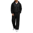 thumbnail image 5 of MXALUOB Track Suits for Men Waffle Knit Full Zip Hoodie with Pocket & Elastic Waist Open Bottom Pant 2 Piece Set Athletic Jogging Activewear, 5 of 7
