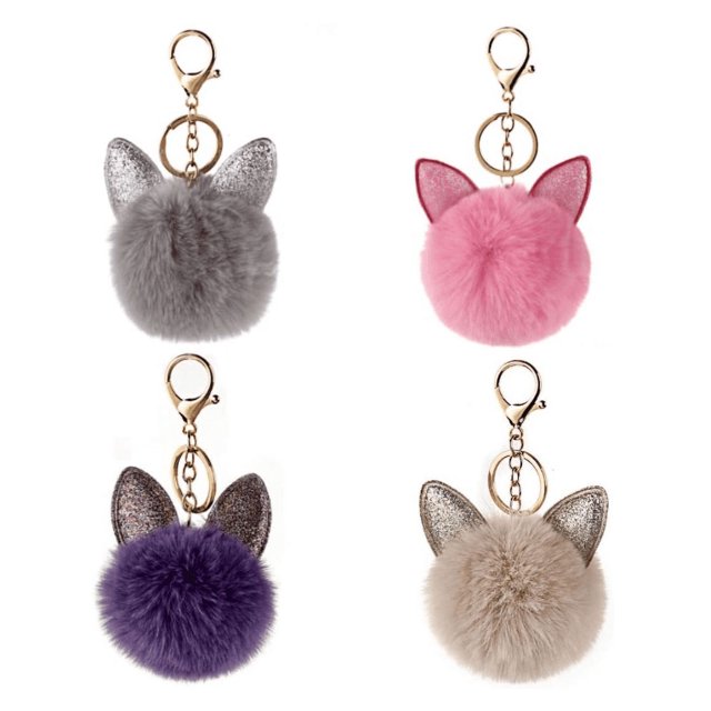 Llavero, Llavero De Conejo De Bola Esponjosa, Encanto De Bolsa De Pompón De Felpa, 4 Piezas