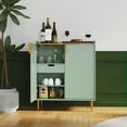 thumbnail image 2 of HLR 32"W Wine Bar Cabinet with 2 Door Fluted Texture, Modern Coffee Cabinet with Rack&Glass Holder,Sage Green, 2 of 12