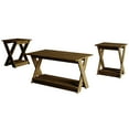thumbnail image 5 of Home Design Emporia 3-Piece Coffee Set with Crossed-Leg Design and Lower Shelf, Wide Plank, Brown, Modern Living Room, 5 of 10