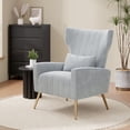 thumbnail image 2 of CQSXDA Modern Velvet Accent Chair, Mid Century High Back Armchair for Living Room, Reading Chair, 2 of 6