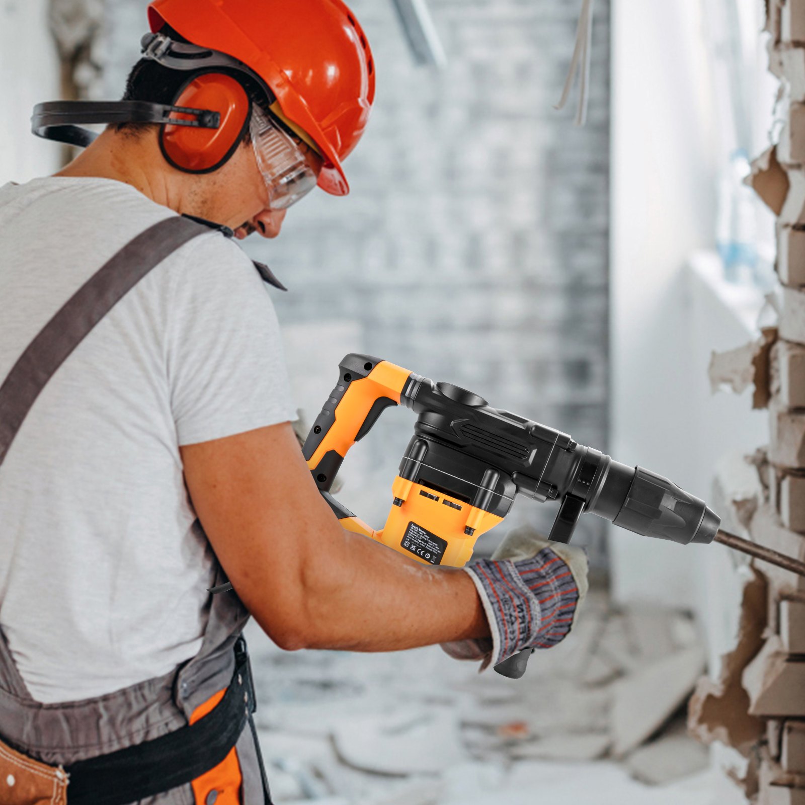 VEVOR 1-9/16 Inch SDS-Max Rotary Hammer Drill, 13Amp Corded Drills, Heavy Duty Chipping Hammers with Vibration Control & Safety Clutch, Electric Demolition Hammers Variable Speed, Power Tool