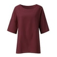 thumbnail image 3 of Frostluinai Women Plus Size Casual Loose Solid Color 3/4 Sleeve Round Neck Tunic Shirt Blouse Top, 3 of 5