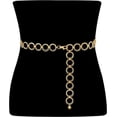 thumbnail image 1 of Cadena de cintura de metal para mujeres y niñas, cinturones ajustables con eslabones para el cuerpo, joyería de moda para el vientre para vestidos vaqueros dorados, 1 of 5
