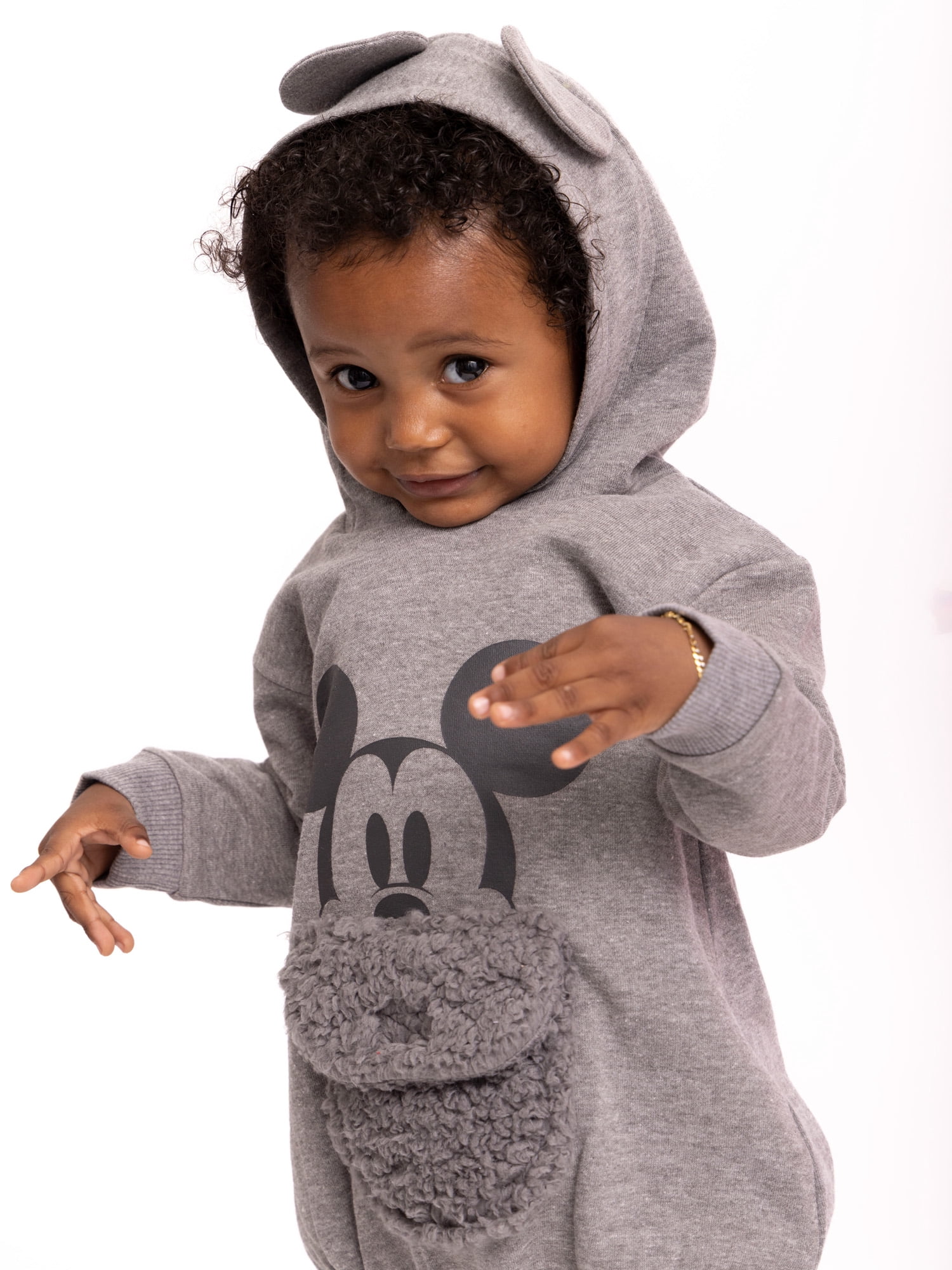 Disney Mickey Mouse Newborn Baby Boys Hooded Bodysuit and Pants, 2-Piece Outfit Set, Sizes 0/3 Months - 24 Months