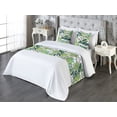 thumbnail image 3 of Floral Design Bed Runner Set, Minimalist Delicate Flowers Sketch with Abstract Geometric Art, Decorative Bedding Scarf & 2 Pillow Shams for Hotels Homes, Queen, Pistachio Green Sea Green, by Ambesonne, 3 of 3
